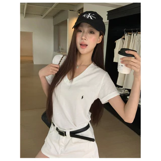 GACELLA 100%cotton เสื้อยืดเบสิคปัก เสื้อยืดผู้หญิง เสื้อเเขนสั้น เข้ากับทุกสไตล์ แบบหลวม