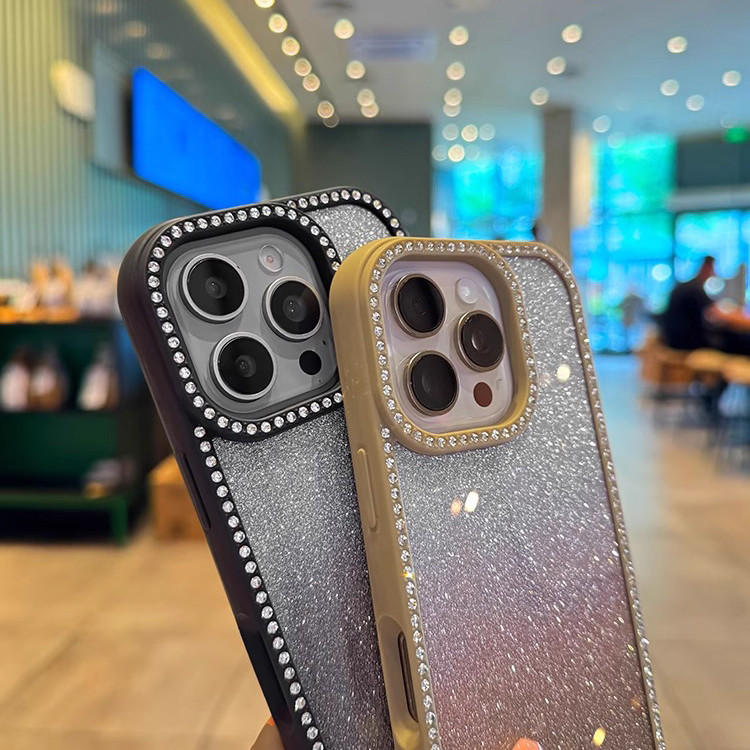 เพชร-กรอบโปร่งใสGradient Glitterเคสโทรศัพท์สําหรับiPhone 11 12 13 14 15 16 Pro Max 14/15/16 Plusนุ่มกรณีกันกระแทกกลับกรณี - รูปที่ 4