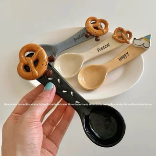 ช้อนเซรามิก insช้อน3Dขนมปัง ช้อนไอศกรีม ช้อนขนมหวาน พร้อมส่ง