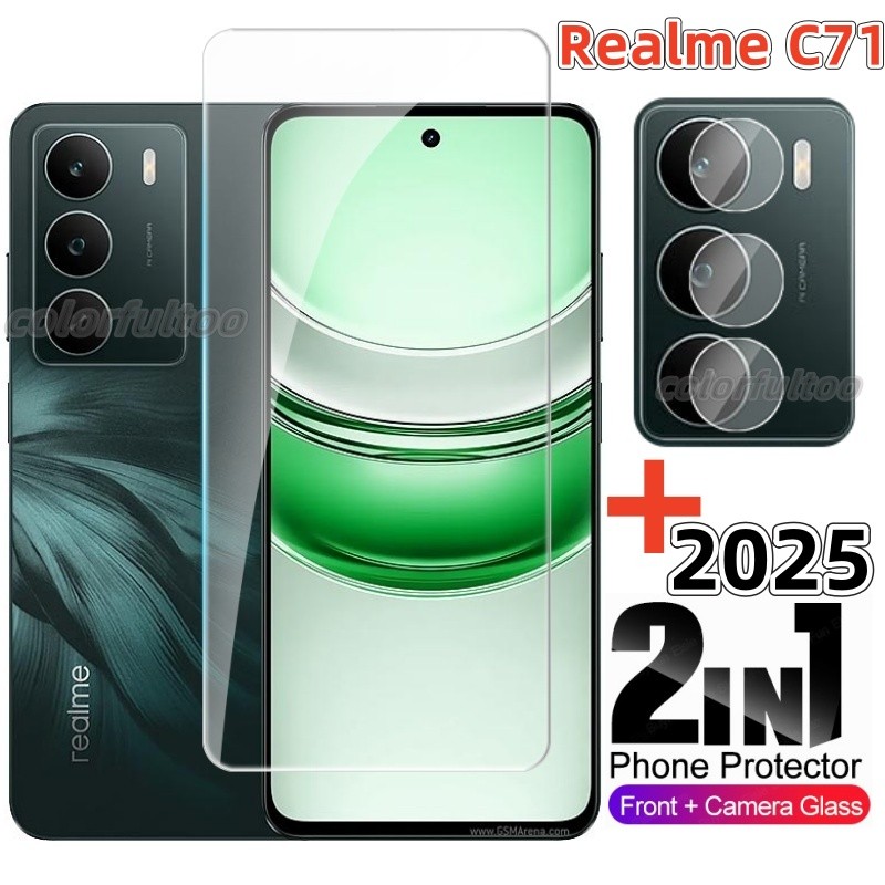 Realme C71 2025 ฟิล์มกันรอยกล้อง 2 ใน 1 ป้องกันหน้าจอสําหรับ Realme C71 C 71 C75 C75X RealmeC71 4G 5
