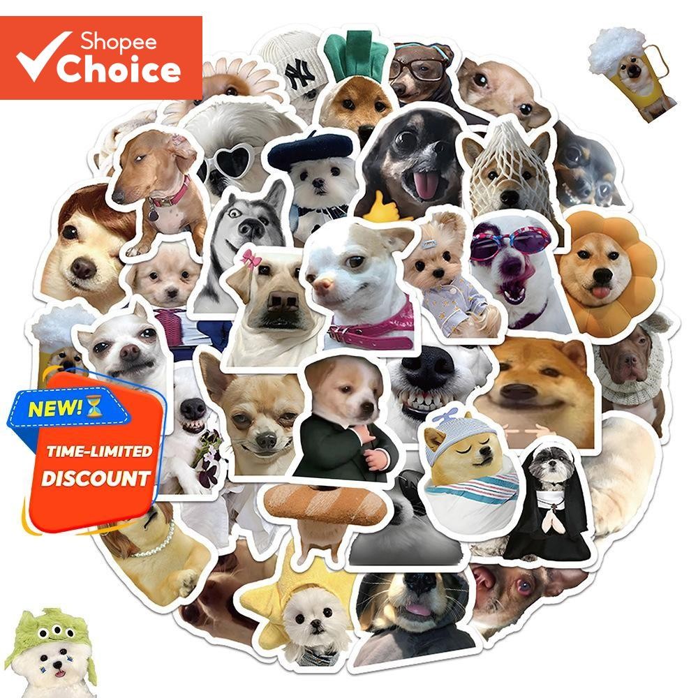 Meme สุนัขสติกเกอร์การ์ตูน 60PCS ความงามสติกเกอร์กันน้ําสําหรับ Tumbler แล็ปท็อป,เด็กกระเป๋าเดินทางสติกเกอร์สําหรับรถจักรยานยนต์ Journal Stiker