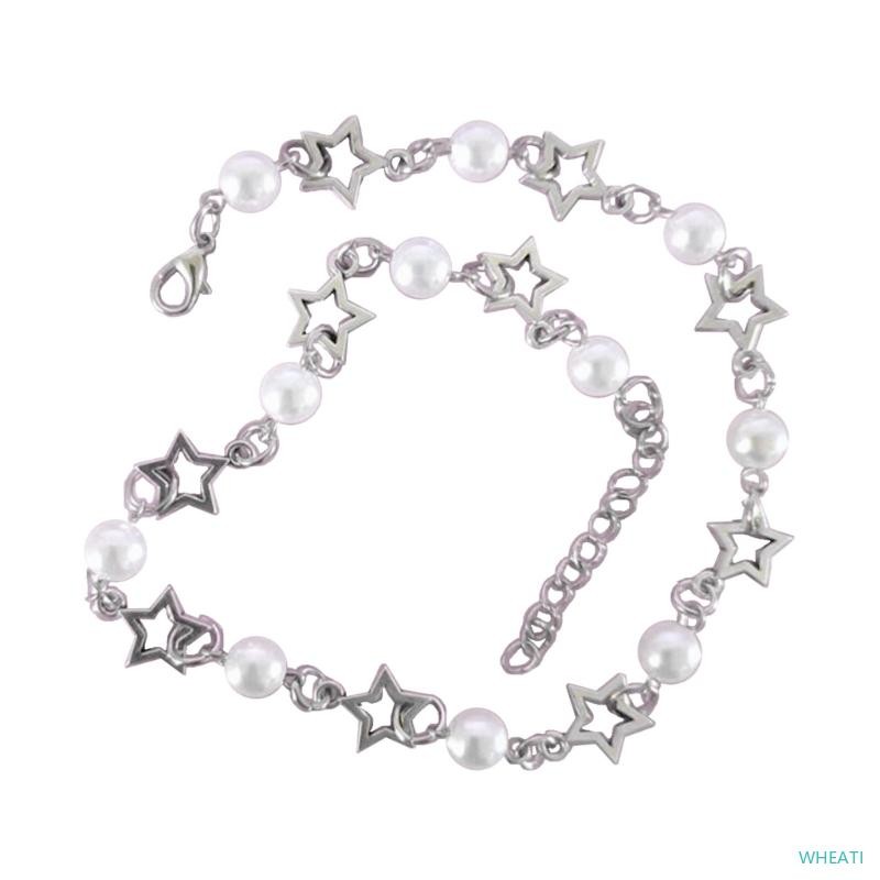 WHEATI Egirl เครื่องประดับ Cool Hollow Star จี้สร้อยคอ DIY Pearls Choker