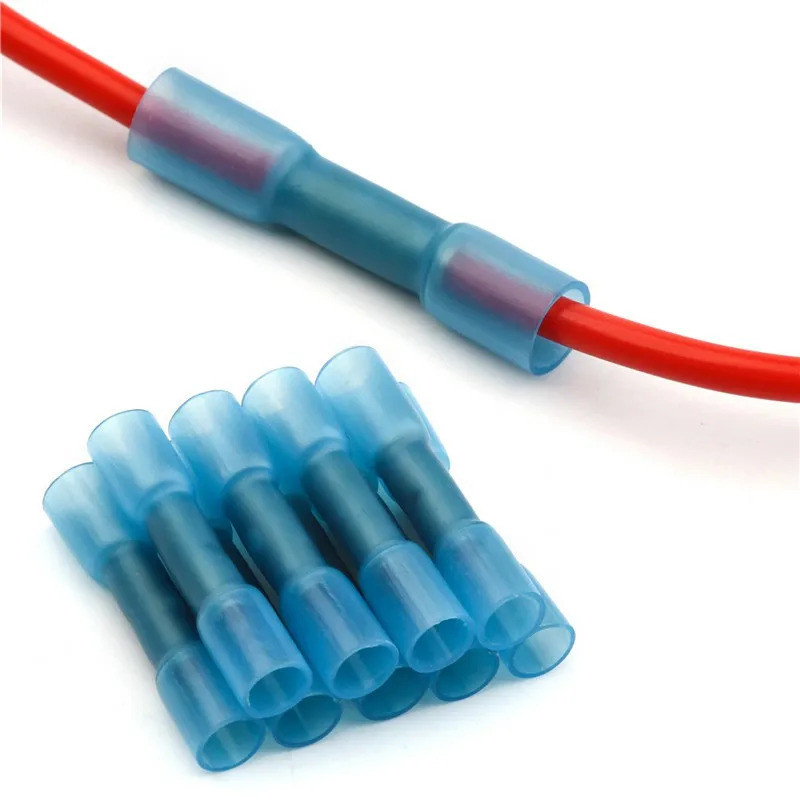 10/20/30/50PCS ความร้อนหดฉนวน Butt Connectors Splice ไฟฟ้า Crimp Terminals กันน้ํา AWG 22-18 AWG 16-14 AWG 12-10