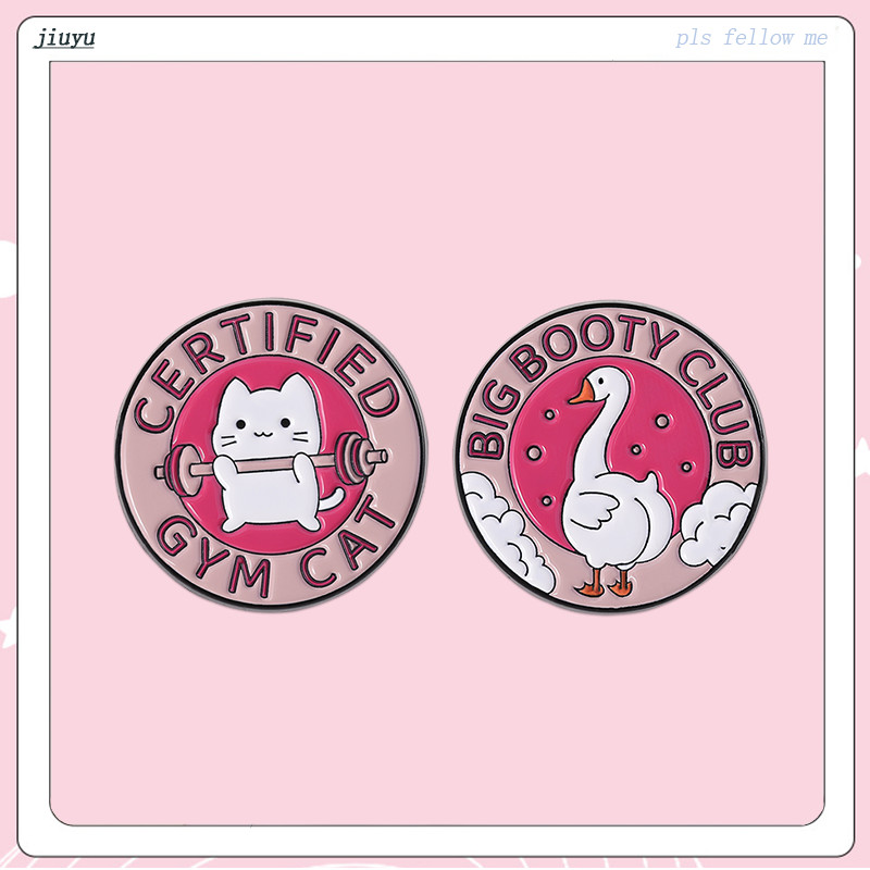 Creative ลูกแมวยกน้ําหนักเคลือบ Pin Certified Gym Cat Badge สัตว์น่ารัก เป็ดโลหะเข็มกลัด อุปกรณ์เสริม