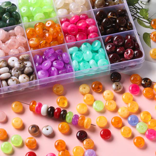 St. kunkka 20-50 ชิ้นสองสีแก้วลูกปัดแบน 5.5 * 10 มม.ลูกปัดลูกคิดสําหรับ DIY สร้อยข้อมือสร้อยคอทํา
