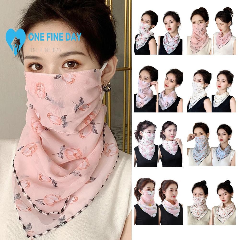 ฤดูร้อนครีมกันแดดผ้าพันคอสามเหลี่ยมหน้ากากคอกัน UV Breathable Veil สำหรับหญิงแบบบาง R8v4