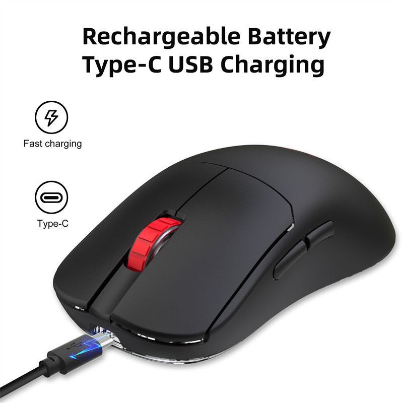 HXSJ T800 2.4G + Type-C Dual Mode 1.7M เมาส์สําหรับเล่นเกมแบบมีสาย 1200/2400/3200/6400/8200/10000DPI