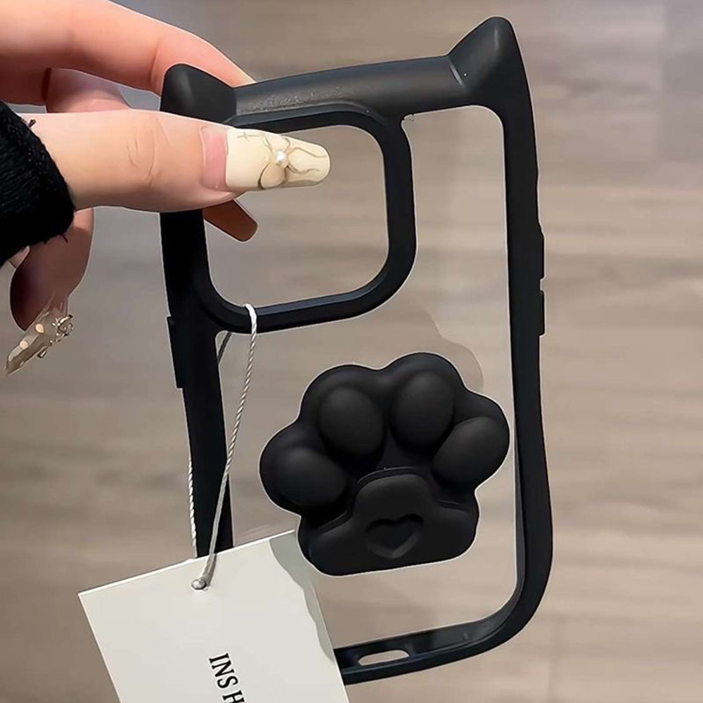 เกาหลีน่ารัก 3D สีทึบน ่ารักสามมิติหูแมวเหมาะสําหรับ for Iphone 11 13 15 14 12 16 17 Pro Max 15 Plus XR XSMax เคสไอโฟน11