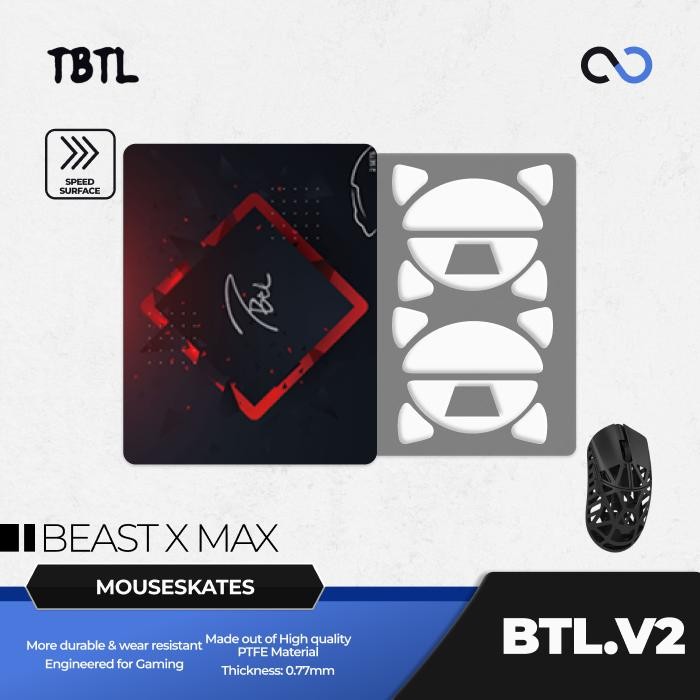 TBTL BTL V2 WLMouse Beast X Max Mouse Feet / Mouse Skate PTFE สําหรับแผ่นรองเมาส์ผ้า (ความเร็ว)