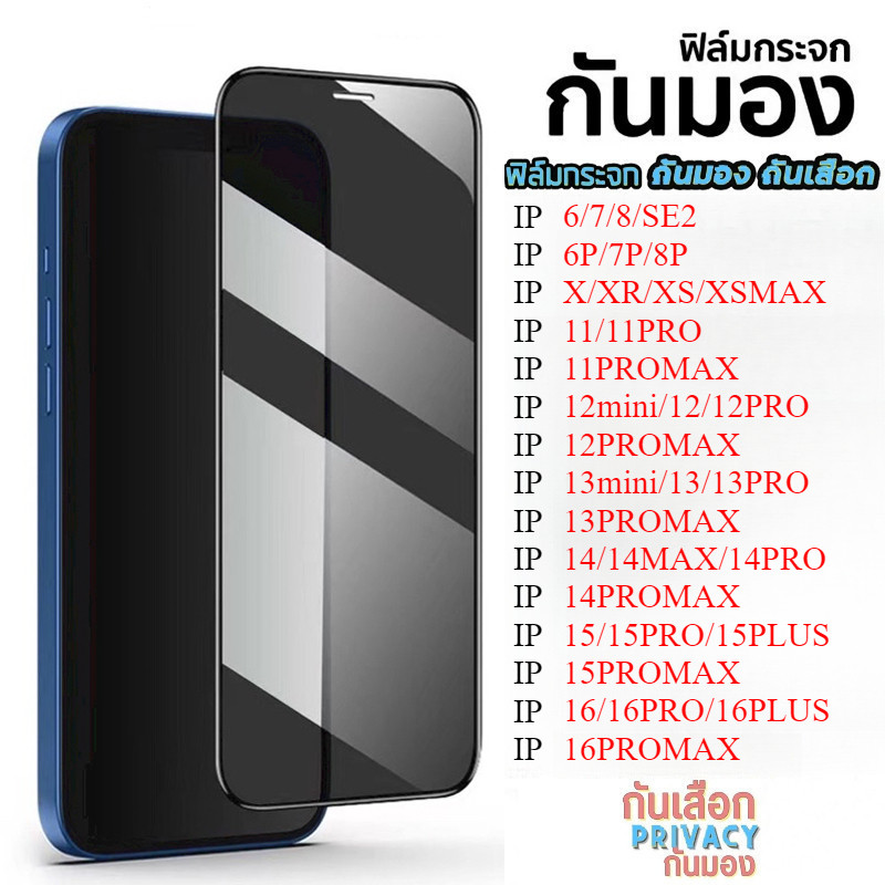 [มีกันขอบ] ฟิล์มกันมอง สำหรับ iPhone 17 16 15 14 13 12 pro max 11 ฟิล์มกันเสือก ไอโฟน X 8 Plus 7 XS XR ฟิล์ม กันมองข้าง
