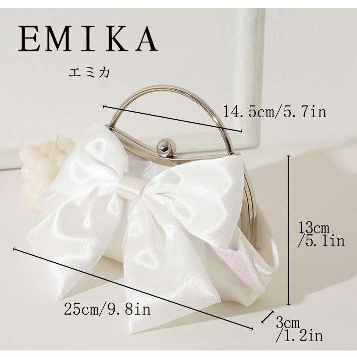 EMIKA กระเป๋าทรงโบว์น่ารัก หวานๆ กระเป๋าสำหรับออกงาน กระเป๋าประดับด้วยโบว์ ทำจากผ้าแพร กระเป๋าถือ รูปที่ 3
