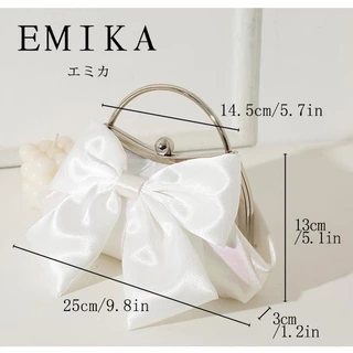 EMIKA กระเป๋าทรงโบว์น่ารัก หวานๆ กระเป๋าสำหรับออกงาน กระเป๋าประดับด้วยโบว์ ทำจากผ้าแพร กระเป๋าถือ