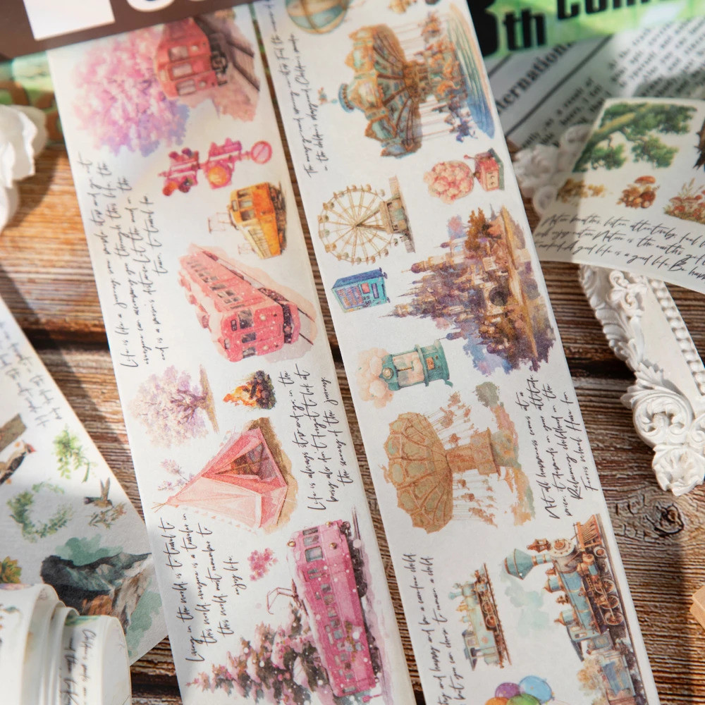 Journal GO 5x200 ซม.Werful World Washi เทป DIY Scrapbooking Decor อัลบั้มภาพการ์ด Collage Junk Journal ความงามสติกเกอร์