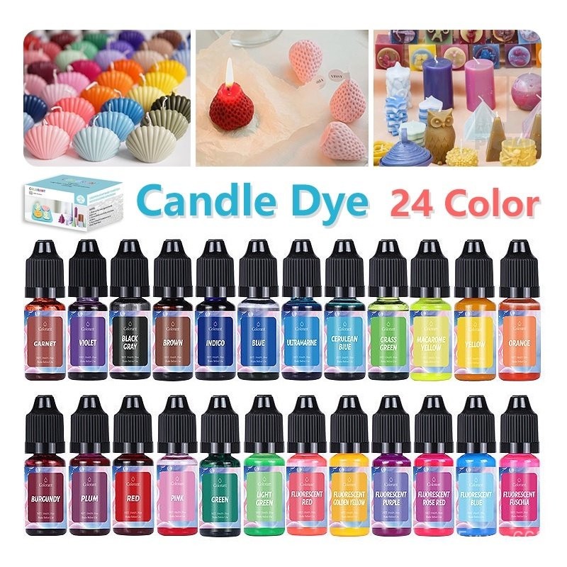 24 color Candle Dye, Liquid Candle Making Dye for Soy Wax, Gel Wax, Beeswax, Paraffin Wax, Soap base