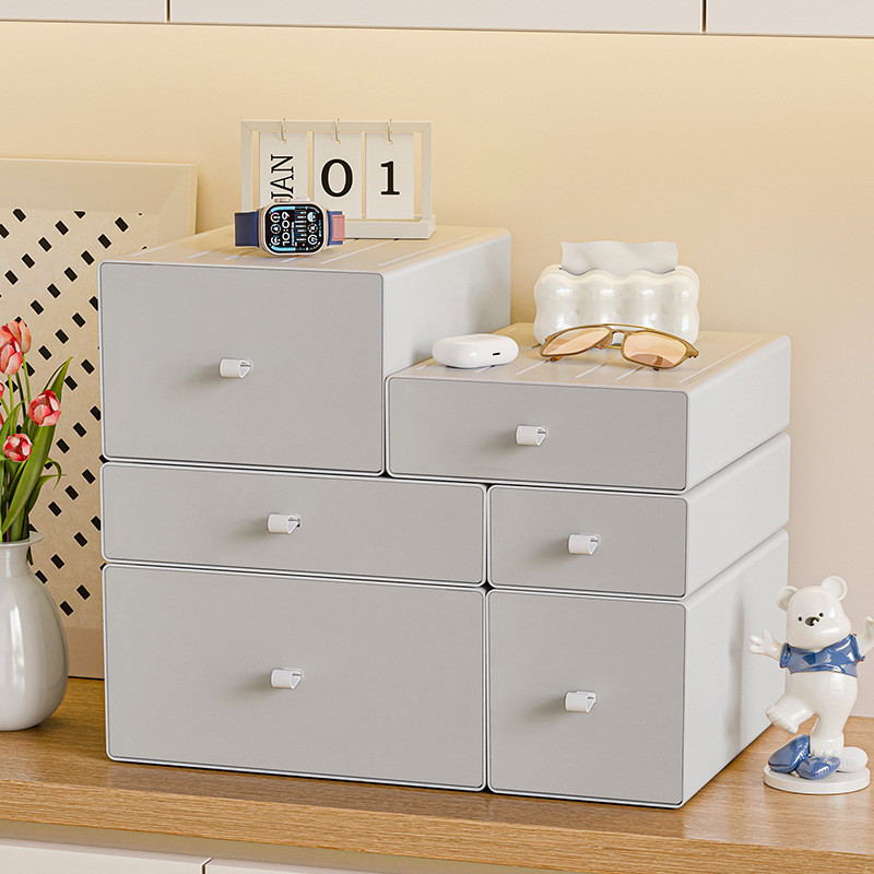 [Store Manager]DIY Pure White Plastic Desktop Storage Box Student Dormitory Office Organize and Storage Solid Color Small Drawer4.18