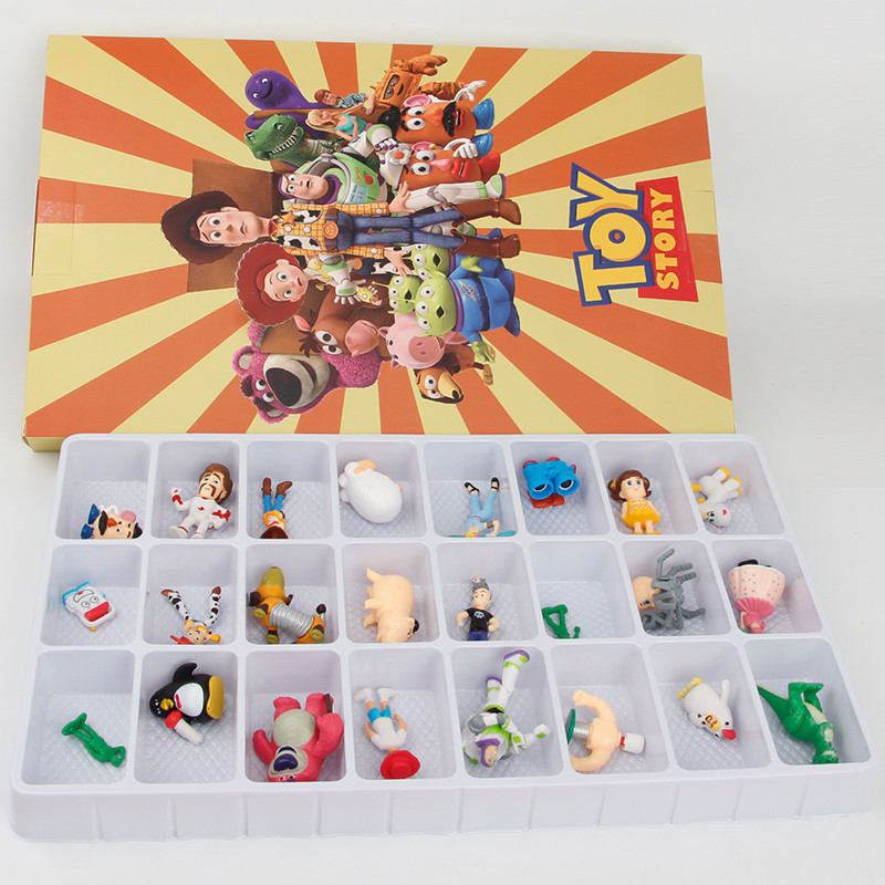 24 ชิ้น/เซ็ต 3-8 ซม.อะนิเมะของเล่น Story รูป Woody Jessie Buzz Lightyear ForkyLotso Slinky สุนัข Hamm Aliens Ducky รุ่น Q PVC ตัวเลขการกระทําตุ๊กตาของเล่น