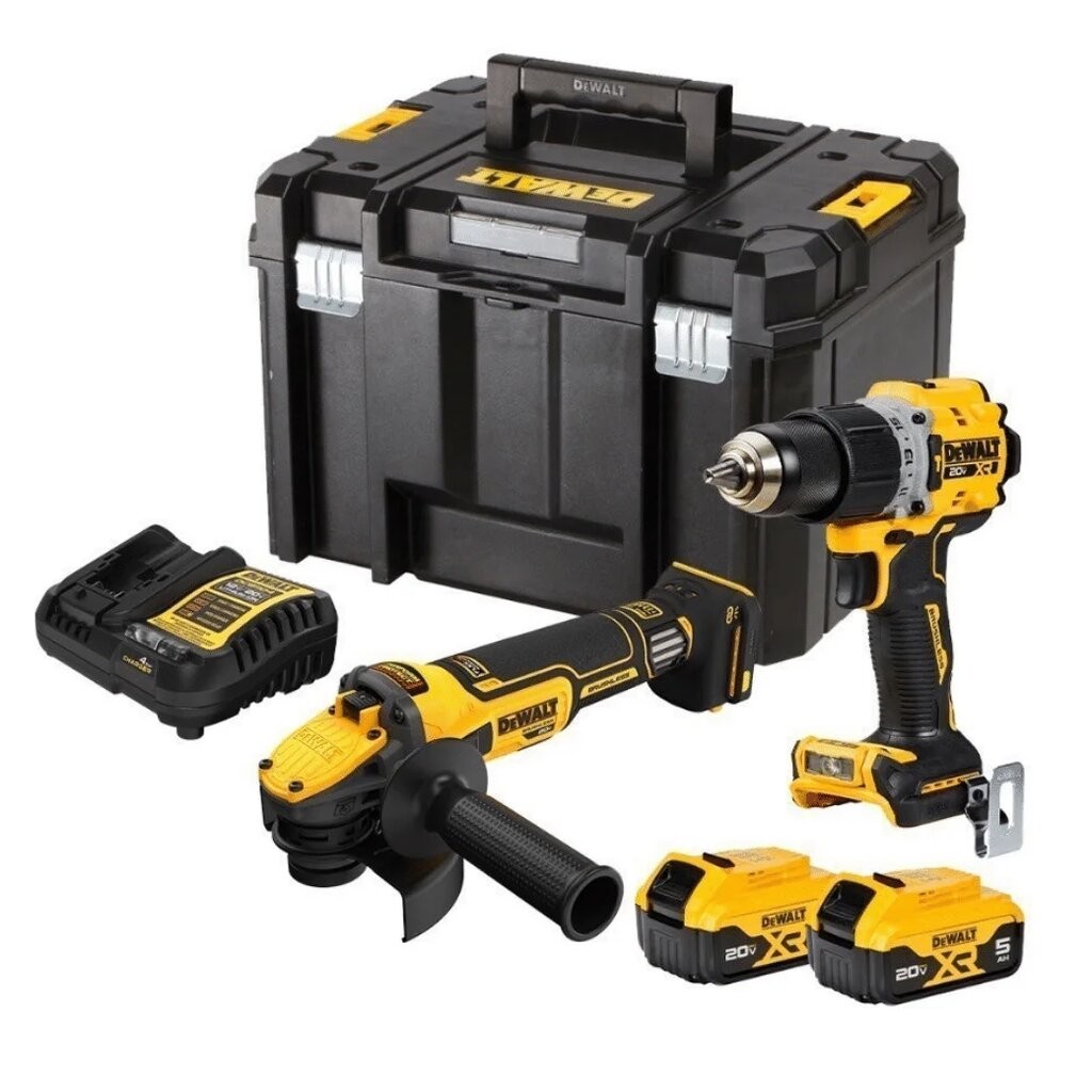 DEWALT ชุดสว่านกระแทกและเครื่องเจียรไร้สาย 20V DCK2216P2T