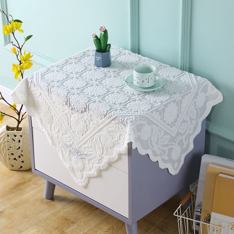 Spot Delivery in Seconds#Bedside Cabinet Cover Dustproof Cloth Square Lace Sofa Cover Printer Microw