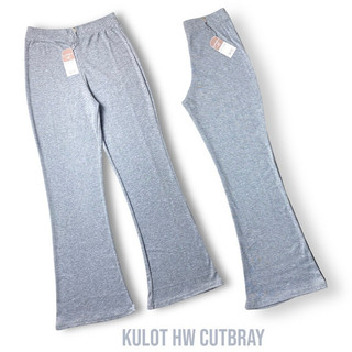 FLARE PANTS HIGHWAIST CUTBRAY CELANA PANJANG WANITA RAJUT RIB