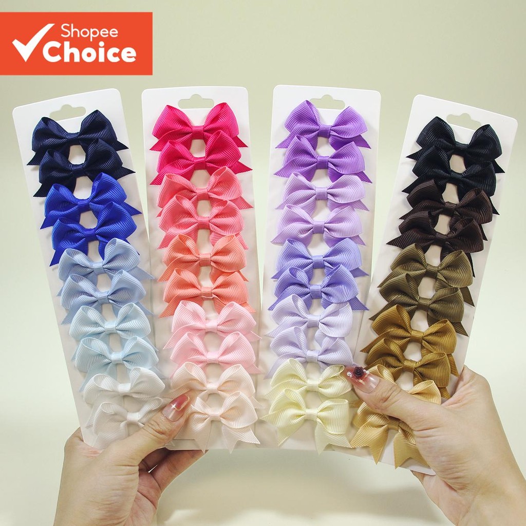 Grosgrain ริบบิ้นโบว์กิ๊บติดผมสําหรับเด็ก 10 ชิ้น/เซ็ต Co lorful Handmade Hairpins สําหรับเด็กผู้หญิงอุปกรณ์เสริมสําหรับเด็ก