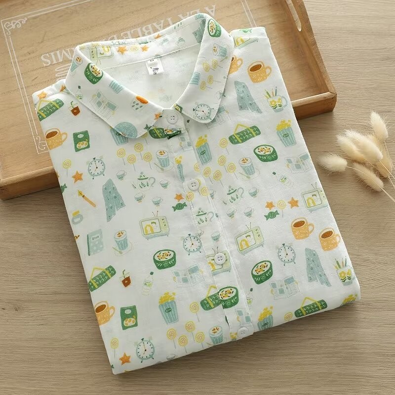 100%ผ้าฝ้ายเสื้อสุภาพสตรีเห็ดสดพิมพ์สองชั้นเส้นด้ายฝ้ายเสื รูปที่ 6