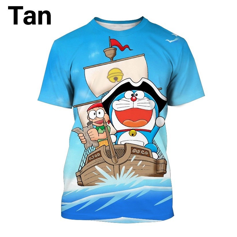 โดราเอมอนแฟชั่นเสื้อยืดขนาดบวกย์ผู้ชาย ออกแบบ Frag การ์ตูน 3D พิมพ์ด้านบน
