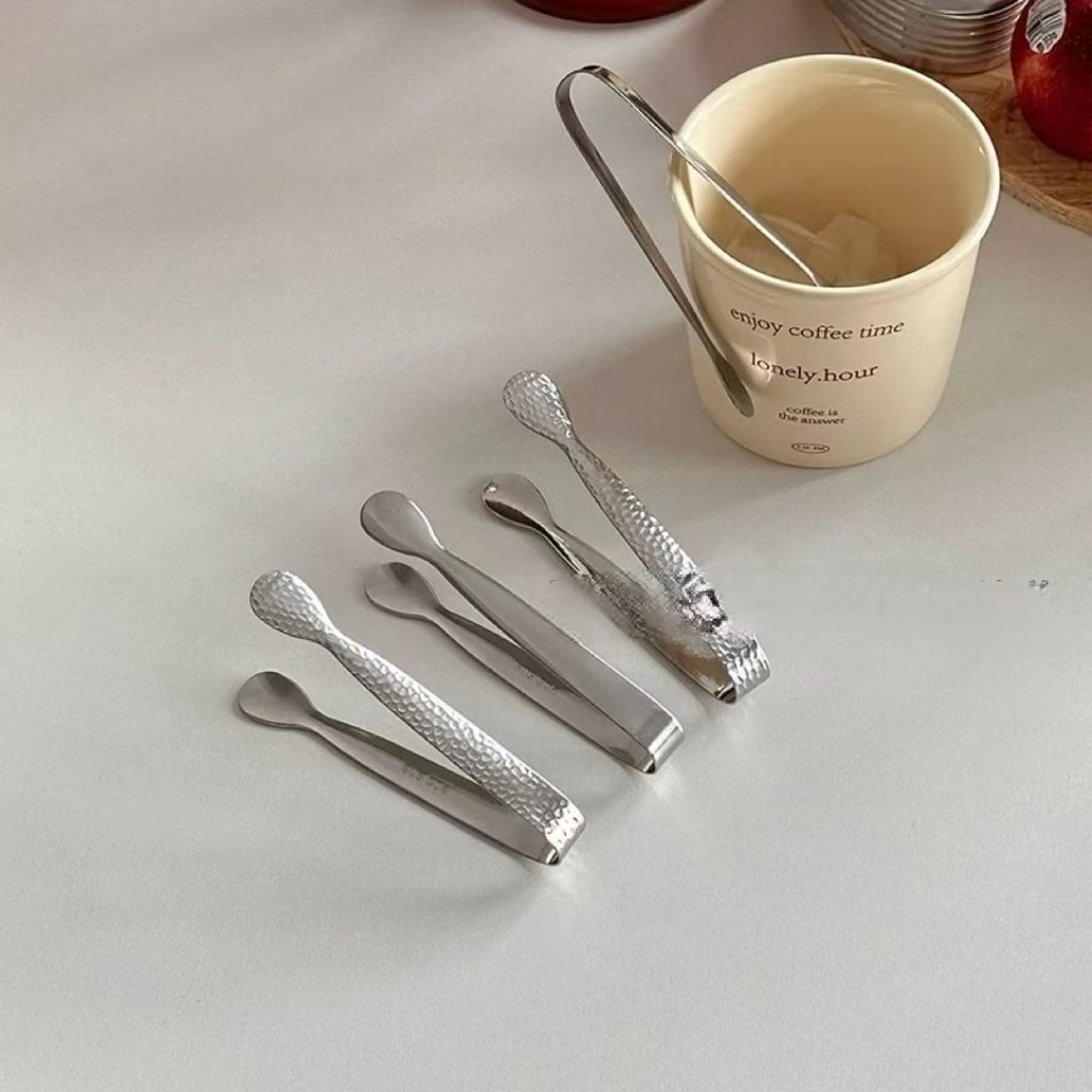 ที่คีบน้ำแข็งสแตนเลส 304 สไตล์ INS หัวแบน ที่คีบน้ำแข็ง ที่คีบมะนาว ที่คีบน้ำตาล ที่คีบอาหาร ที่คีบผ