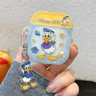 Donald Duck + จี้ขอบหยักสําหรับ AirPods 4/3/2/1/Pro/Pro2 หูฟังปลอก