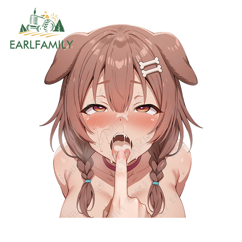 EARLFAMILY Hololive Ahegao สติกเกอร์รถแฟชั่น Occlusion Scratch กระจกแล็ปท็อปรถจักรยานยนต์ไวนิล Decal กันน้ํารถประตู Protector
