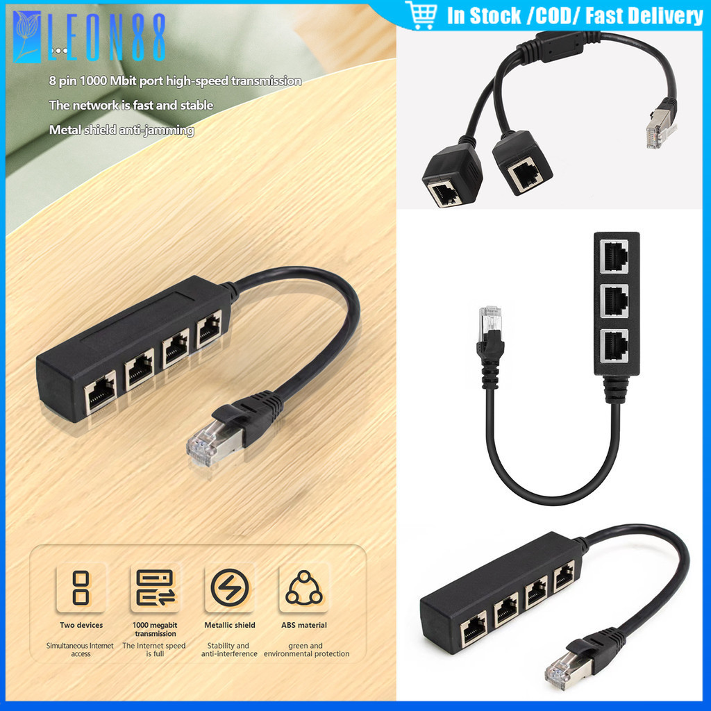 ของมาใหม่！Rj45 อะแดปเตอร์แยกสายเครือข่ายอินเตอร์เน็ต  แยก1เป็น2/3/4พอร์ต รองรับ CAT5 CAT6 1 ตัวผู้