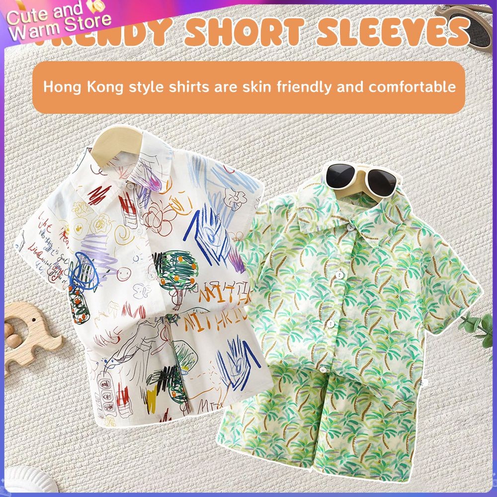 เสื้อยืดแขนสั้นพร้อมกางเกงขาสั้นสำหรับเด็กชายและเด็กหญิง ชุดเสื้อผ้าสองชิ้นแฟชั่น ชุดเด็กผู้หญิงและเด็กชาย