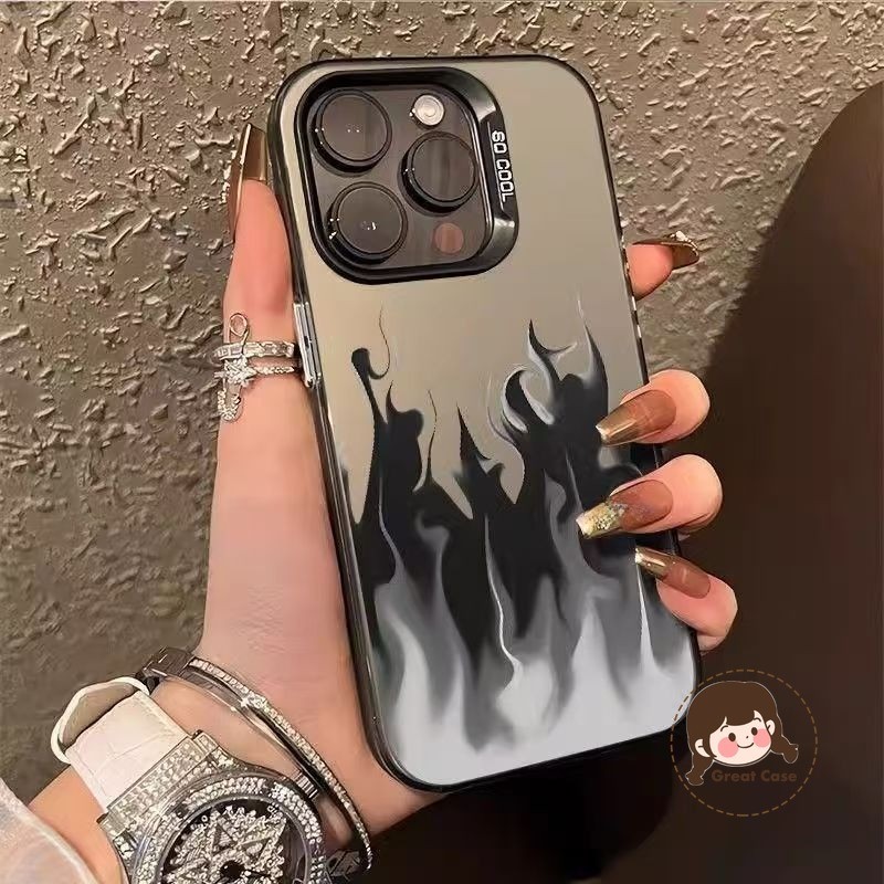 Coolสีดําสีขาวเปลวไฟเคสโทรศัพท์สําหรับRealme 14 13 Pro 12 11 Pro Plus 14X 12X 11X 10 9 Pro 9i 5G 4Gปลอกคู่ใหม่ป้องกันเลนส์นุ่มปกหลัง