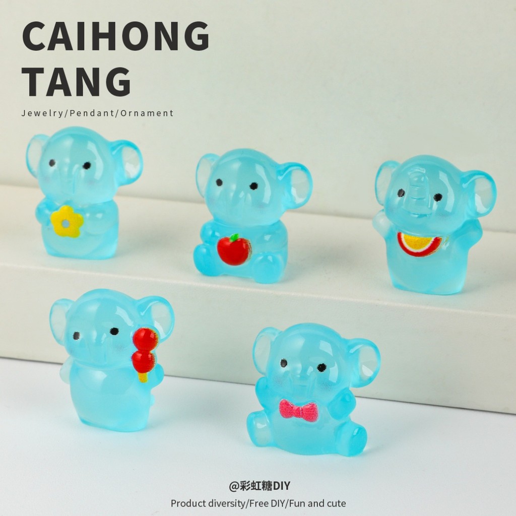 10ชิ้นเรืองแสงช้างสีฟ้าเรซิ่นเสน่ห์สําหรับ ทําเอง (12-515)