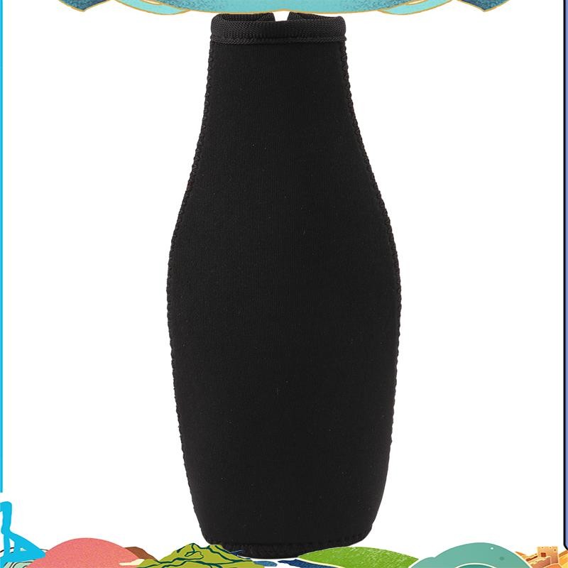 6 แพ็คขวดเบียร์ Cooler Sleeves Keep Drink Cold Zip-Up Neoprene ฉนวนแขนสีดํา