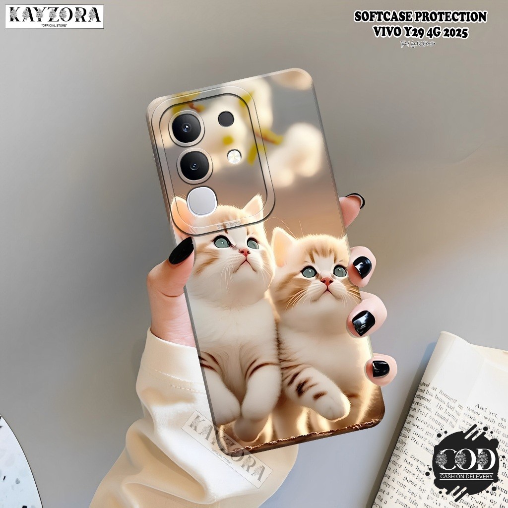 HP ล่าสุด VIVO Y29 4G 2025 Softcase - KAYZORA - เคสแมวแฟชั่น - เคส VIVO Y29 4G - ซิลิโคนกล้อง Pro - 