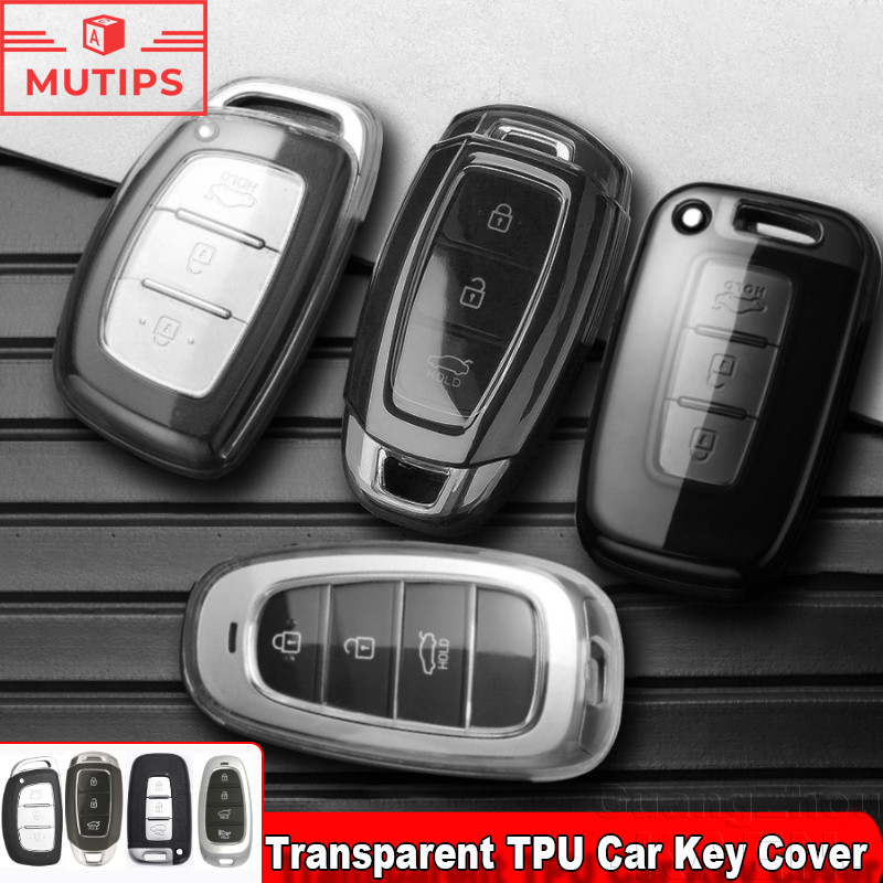 Hyundai โปร่งใส TPU เคสกุญแจรถยนต์ เคสกุญแจรีโมทรถยนต์ สำหรับ Elantra Gtez Ioniq 6 5 i10 Accent Kona Tucson Certa Santa Fe Sonata Matrix