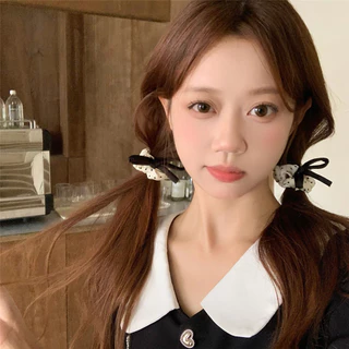 อารมณ์ลายจุดโบว์ลำไส้เชือกผมสำหรับผู้หญิงยืดหยุ่นสูงยางรัดผมหางม้าอุปกรณ์ผม