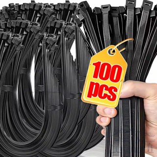 ทนทาน สายรัดไนลอนสีดํา - สายรัดสายไฟล็อคตัวเองแบบปรับได้สําห…