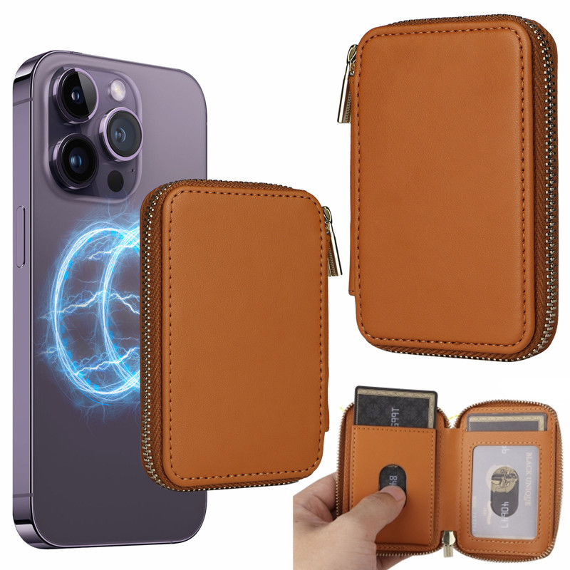 ซิปแม่เหล็กกระเป๋าสตางค์ผู้ถือบัตรสําหรับ IPhone 14 13 15 16 12 11 Pro Max Plus I โทรศัพท์ 16Pro i16 ฝาครอบขาตั้ง
