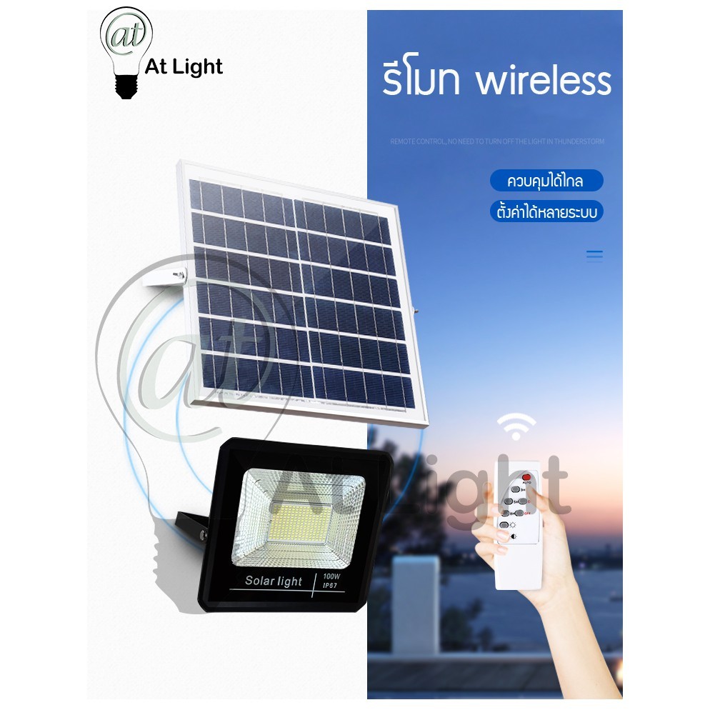 ไฟฟรี At Light TenMeet สปอตไลท์โซล่าเซลล์ Spotlightsolar 100W 200W 300W 400W 500W 1000W