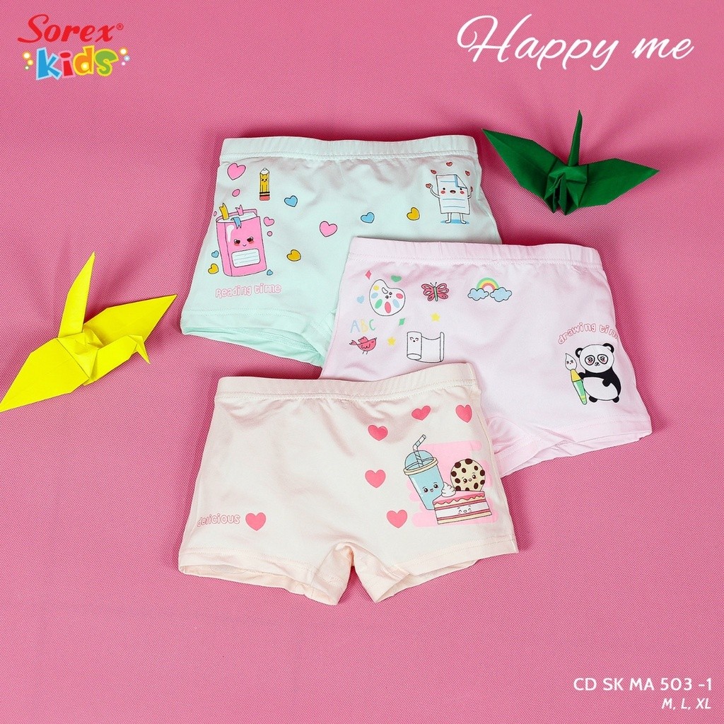 SOREX - [ 3 ชิ้น ] CD Sorex Kids Ma503 | Sorex Kids กางเกงบ็อกเซอร์เด็กผู้หญิง Super Soft CD SK MA 5