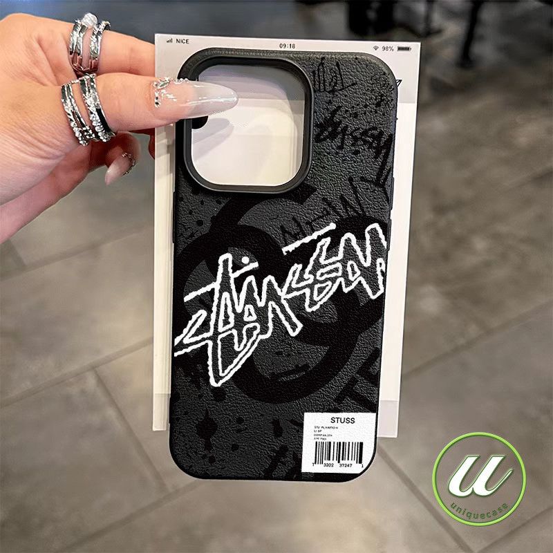 การ์ตูนเย็นตัวอักษรสีดำกราฟิติอ่อน เคสเข้ากันได้กับ IPhone 17 AIR 12 13 11 14 15 16 Pro Max X XS Max 14 16 15 Plus XR