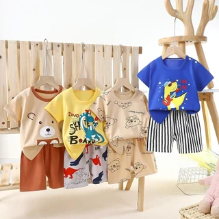 ชุดเด็กใส่สบาย ชุดเซ็ตเสื้อ+กางเกง สั้นชุดเด็กลายการ์ตูนน่ารัก ผ้านิ่ม ใส่สบาย เหมาะสำหรับเด็กอายุ 6เดือน - 6ปี "DA-C"