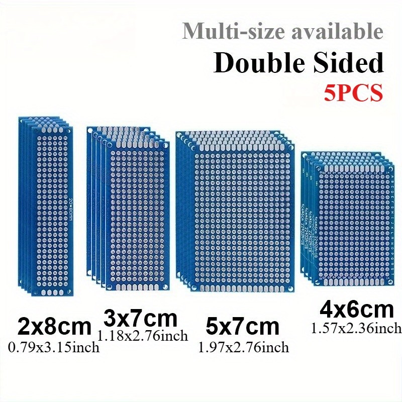 2/5PCS ต้นแบบ BoardsBlue Circuit Perfboard สองด้าน แผงวงจร DIY ชุดอิเล็กทรอนิกส์ ขนาด 2x8, 3x7, 4x6, 5x7, 7x9