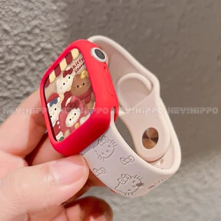 เคสป้องกันแสงดาว+สายซิลิโคนแมว เคที น่ารักเหมาะสําหรับ ฉันดู 10 9 8 7 6 5 4 3 2 1ชุดสายรัดเหมาะสําหรับสมาร์ทนาฬิกา 49/46/45/44/42/41/40/43/40