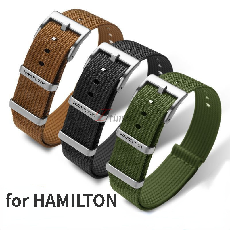 Nato สายไนลอน 20 มม. 22 มม. Watchban สานสร้อยข้อมือสําหรับ Hamilton Khaki Field Aviation H70575733/ช