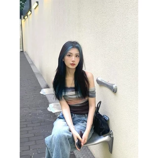 VaVa【ในสต็อก】เสื้อยืดผู้หญิง ดีไซน์เปิดไหล่ เซ็กซี่ แซ่บๆ ดีไซน์สีน้ำ จับคู่สี เข้ารูป โชว์สัดส่วนเซ็กซี่