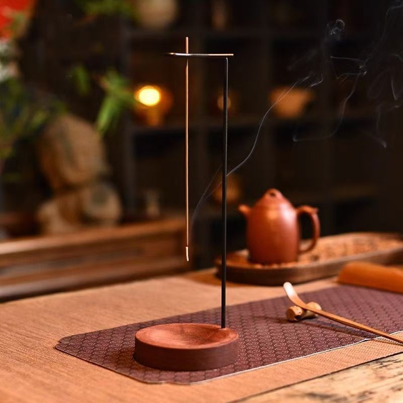 กระถางธูป ขาตั้งธูปฐานที่มั่นคงทรงกลม ขาตั้งธูปคว่ําไม้ ตกแต่งห้องนอน ตกแต่งบ้าน ตกแต่งโยคะ ถาดธูปไม้คว่ํา