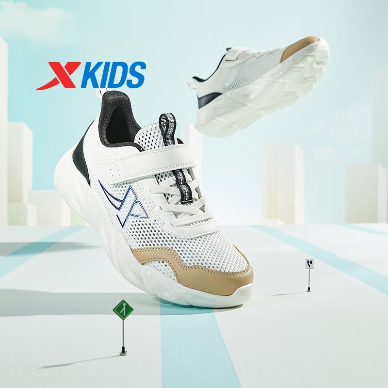 XTEP รองเท้าวิ่งเด็ก พื้นมяมือซ่อนกลิ่น Velcro สำหรับเด็กชาย — صورة 2