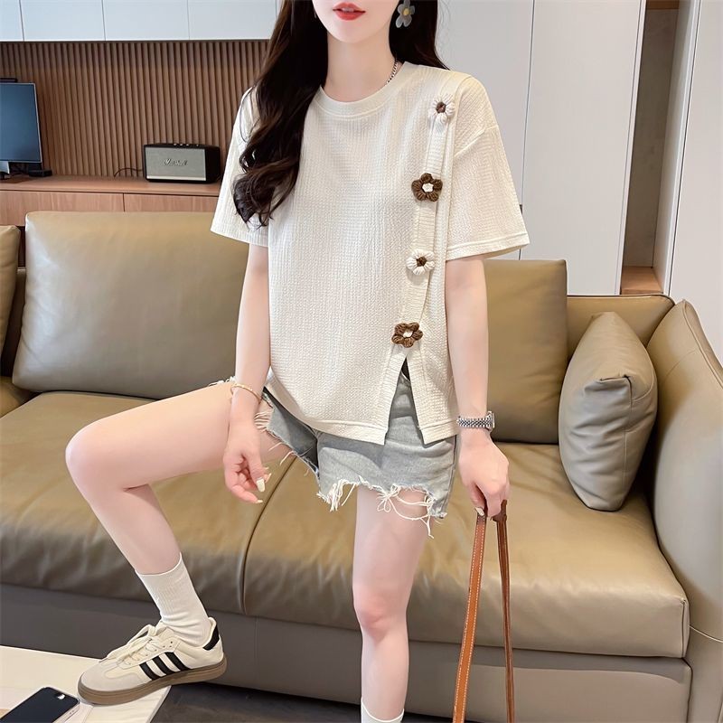 ส่งไวจากไทย⭐Summer⭐M-2XL  เสื้อยืดแขนสั้นผู้หญิงหลวม ๆ เสื้อยืดแขนสั้นผู้หญิงฤดูร้อน – โปรปัง